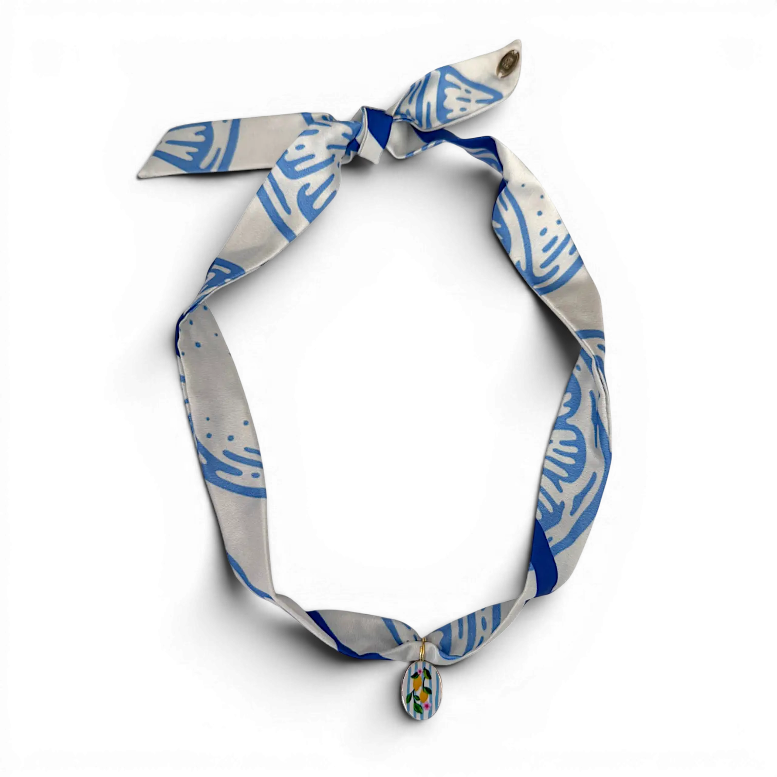 Scarf Necklace + Pendant: Blue Lemon/Lemon