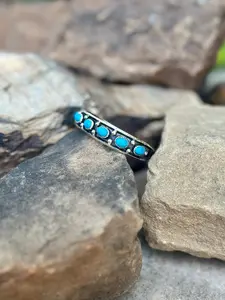 NAVAJO HANDMADE KINGMAN TURQUOISE BRACELET - REED CHARLEY