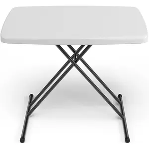 Folding Table 30 Inch - Small Adjustable Height Desk TV Tray for Laptop, Couch, Camping - Heavy Duty Foldable Utility Table for Small Spaces, No Assembly Required, Plastic White Granite