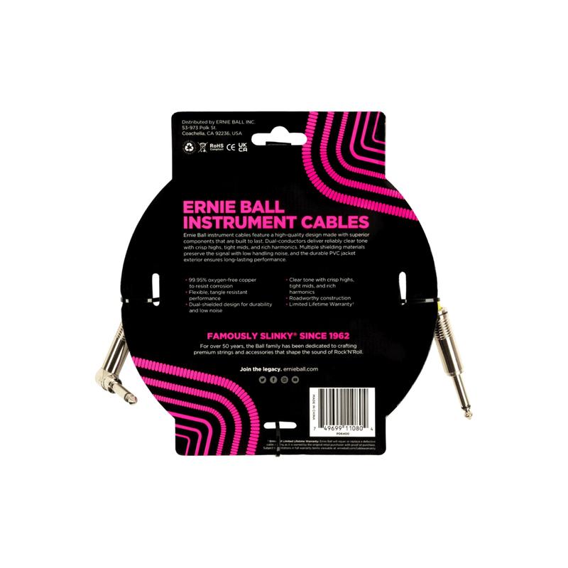 Ernie Ball Classic Instrument Cable Straight/Angle 15ft - White