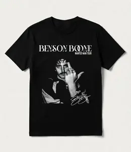 Benson Boone Wanted Man Tour Graphic Tee, Retro Concert Shirt, Pop Music Fan Merch, Vintage Style Tour T-Shirt, Unisex Soft Cotton Apparel, Trendy Gift for Fans