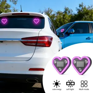1/2Pcs Heart Shape Car Interior Solar Powered LED Neon Light with 5 Lighting Modes - Eco-Friendly Wireless Car Interior Decor, Perfect for Decorating Car Dashboards And Home Parties, ambient lighting car, interior car lights
