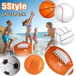 Inflatable Beach Ball Football Baseball Rugby Basketball Swimming Pool Multi Purpose Inflatable Toy Ballon Hello Summer Sports Kids Gift Ballon