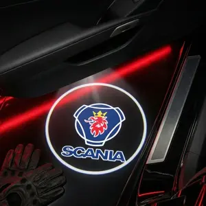 2 Pcs Scania Carbon Fiber Welcome Lamp Set, Car Door Projection Light, Laser Decorative Floor Lamp (battery Not Included), Upgrade Your Vehicle Style