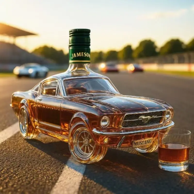 Transparent Glass Car-Shaped Whiskey Decanter - Artistic Display Home Decor Statue, Innovative Wine Dispenser, Ideal Gift for Men (Father's Day, Anniversary)