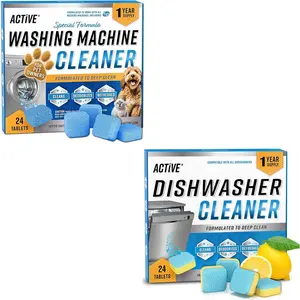 Machine Cleaner for Pet Owners and Dishwasher Cleaner - Includes 24ct Pet Washer Tablets and 24pk Dishwasher Tabs