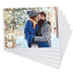 6 Pack Magnetic Picture Frame , Magnetic Frame with White Border, Magnetic Photo Frames for Refrigerator 4x6 Reusable, Efrigerator Magnets for Pictures Perfect Display Frame