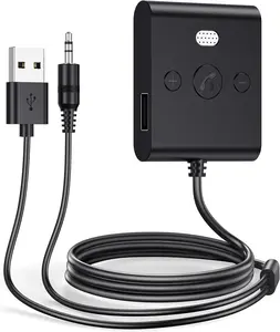 Bluetooth.AUX Car Adapter, [Enhanced Connection & Noise Cancellation][Multifunction Button& PlugandPlay],Bluetooth Receiver for Car Music/HandsFree Calling/Stereo Audio