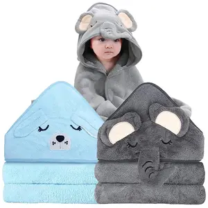 2 Pack Hooded Baby Towel - Premium Soft Bath Towel for Bathtub for Babie, Newborn, Infant - Ultra Absorbent, Natural Baby Stuff Towel for Boy and Girl (Elephant, Dog)