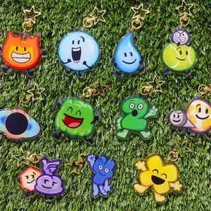 BFDI Acrylic Keychain – Firey, Bubble, Teardrop, Golf Ball, Tennis Ball, Black Hole, Gelatin, Two, Naily, Eggy, Winner