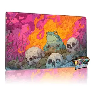 Demonic Frog & Skulls TCG MTG Playmat Gaming Mousepad 12x24inch Non-Slip for Family Game Night Party, Perfect Gift for Card Game Enthusiasts