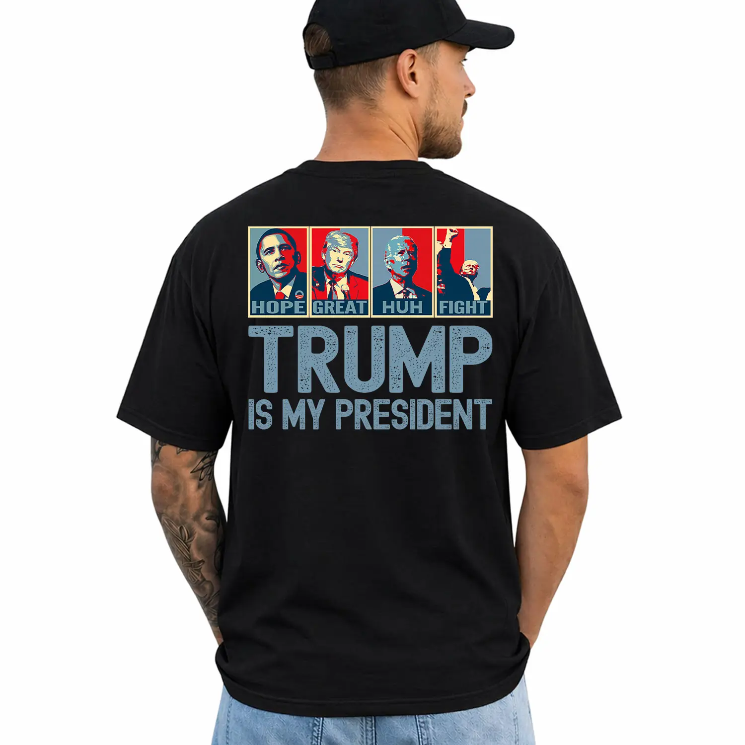 Trump Is My President Vote For 2024 President Donald Trump Premium Tri-blend T-Shirt, Short Sleeve Printed Graphic Shirt, Daily Casual Cotton Menswear