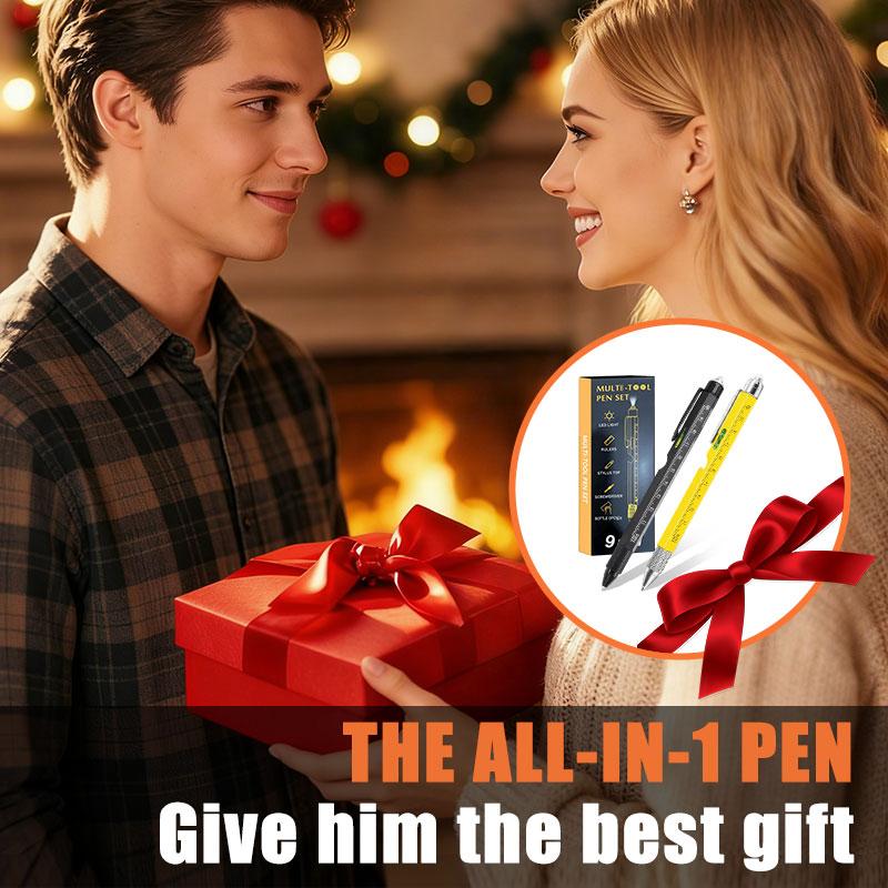 Valentines Day Gifts for Him,Multitool Pen 9 in 1 Innovative Gift for Men,with LED Light,Ruler, Stylus,Bubble Level,Screwdrivers,Unique Gifts Gadgets for Him,Boyfriend,Husband