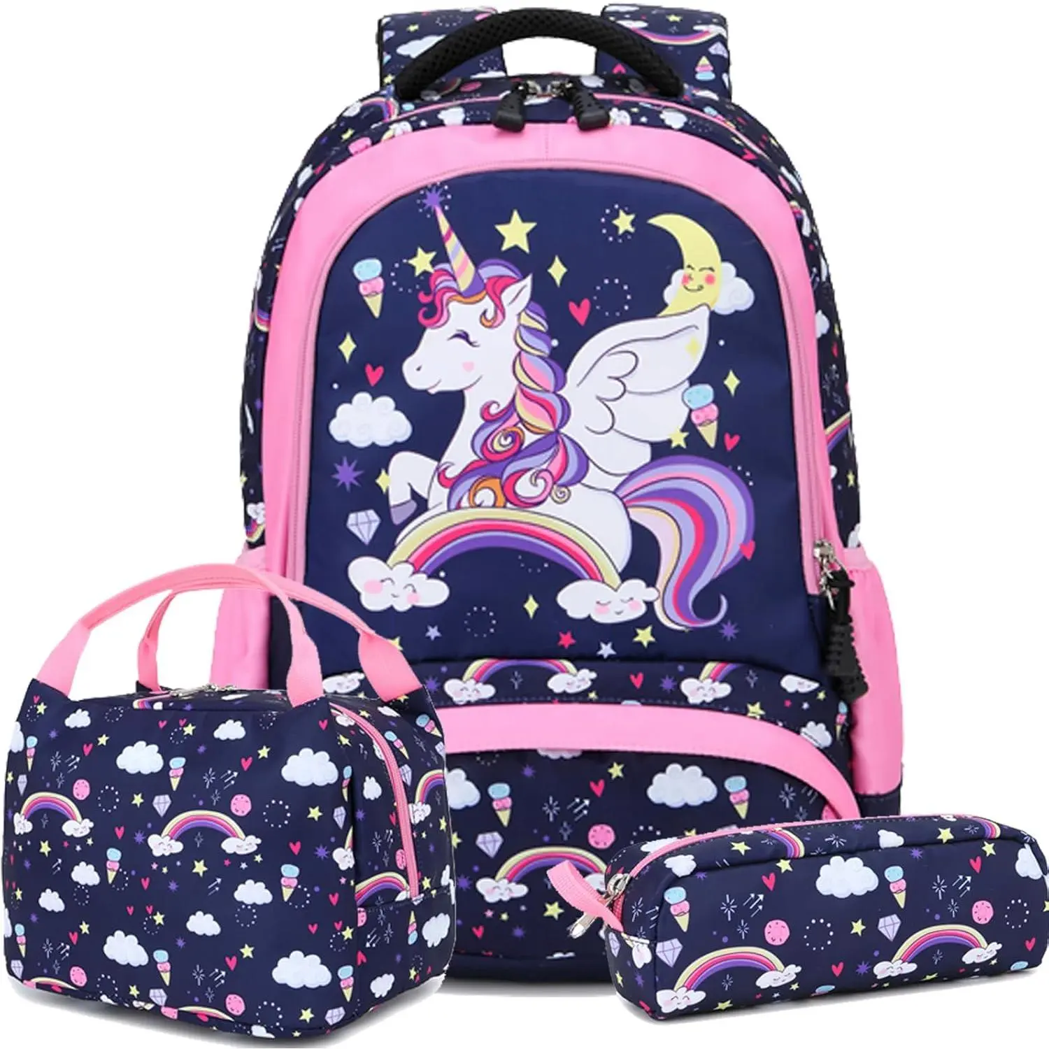 Backpack Unicorn for Girls School  Backpack for Girls 3 IN 1 School Bookpack Set with Lunch Bag Pencil Bag