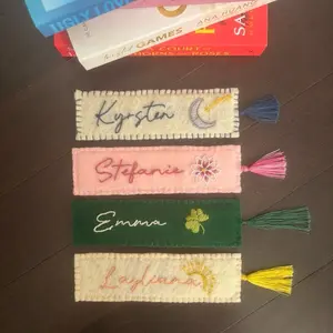 Personalized Hand Embroidered Name Felt Bookmark- Custom Designs