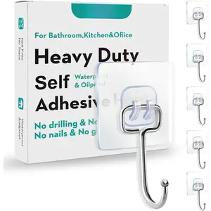 10 Pack Hold 44lb(Max),Hooks for , Adhesive Wall Hooks,Large Hook for  Heavy Duty,Bedrooms,Living Rooms,Kitchens,Bathrooms Sticky Hook,Use for Dorm Room