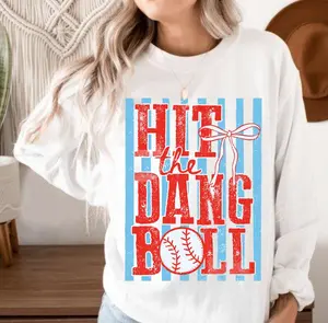 Coquette Red Blue Hit The Dang Ball Baseball Softball Unisex Sweater, Baseball Mom Tee, Sport Mama Gifts