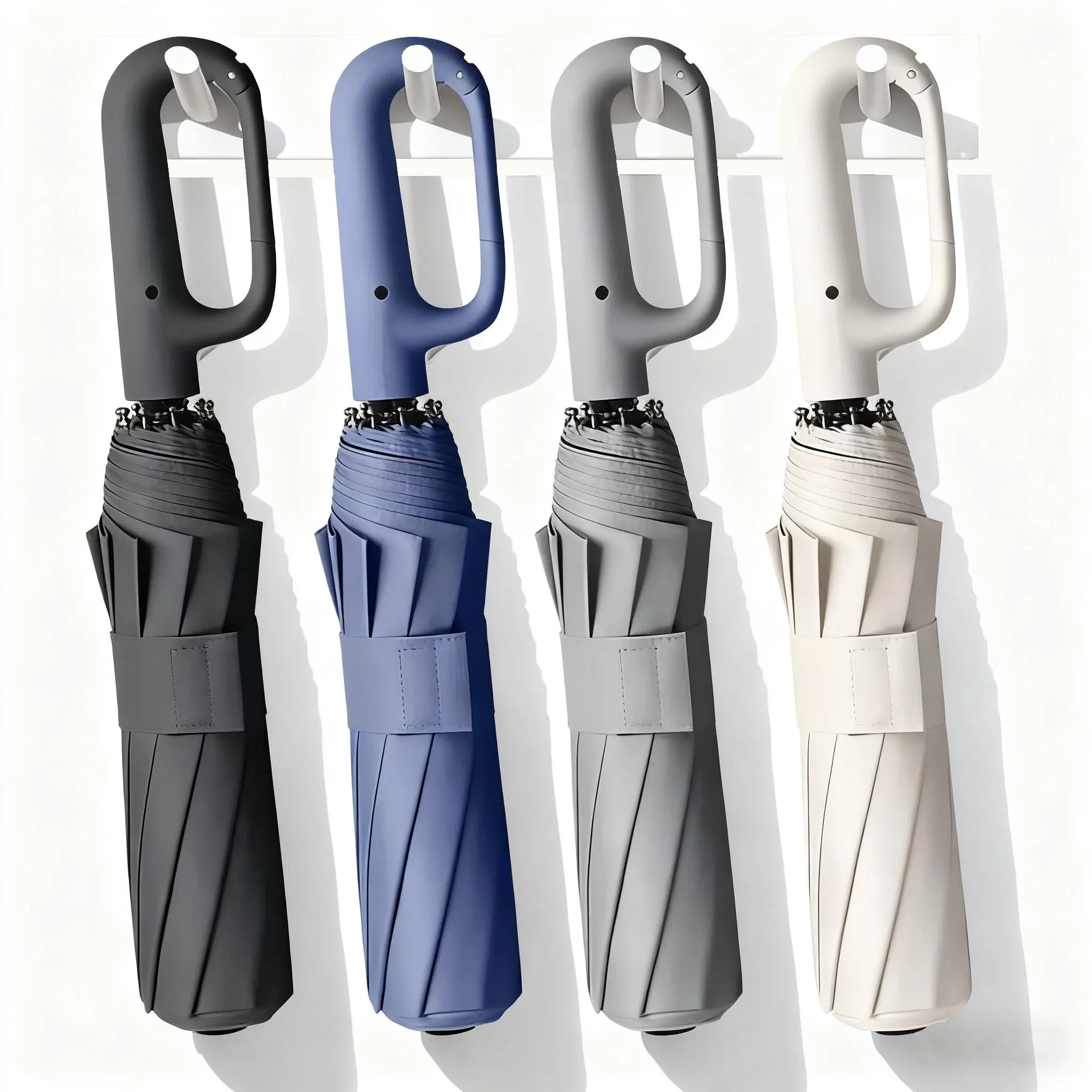 Automatic Folding Umbrella 1 Count 60pcs Portable Rain Umbrella with Loop Buckle Windproof Waterproof for Men Women