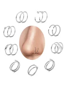 115PCS 20G Nose Ring Hoop 316L Stainless Steel Double Nose Ring Cartilage Hoops Septum Piercing Helix Tragus Lip Rings Spiral Nose Piercing Jewelry Helix Pierced Ring