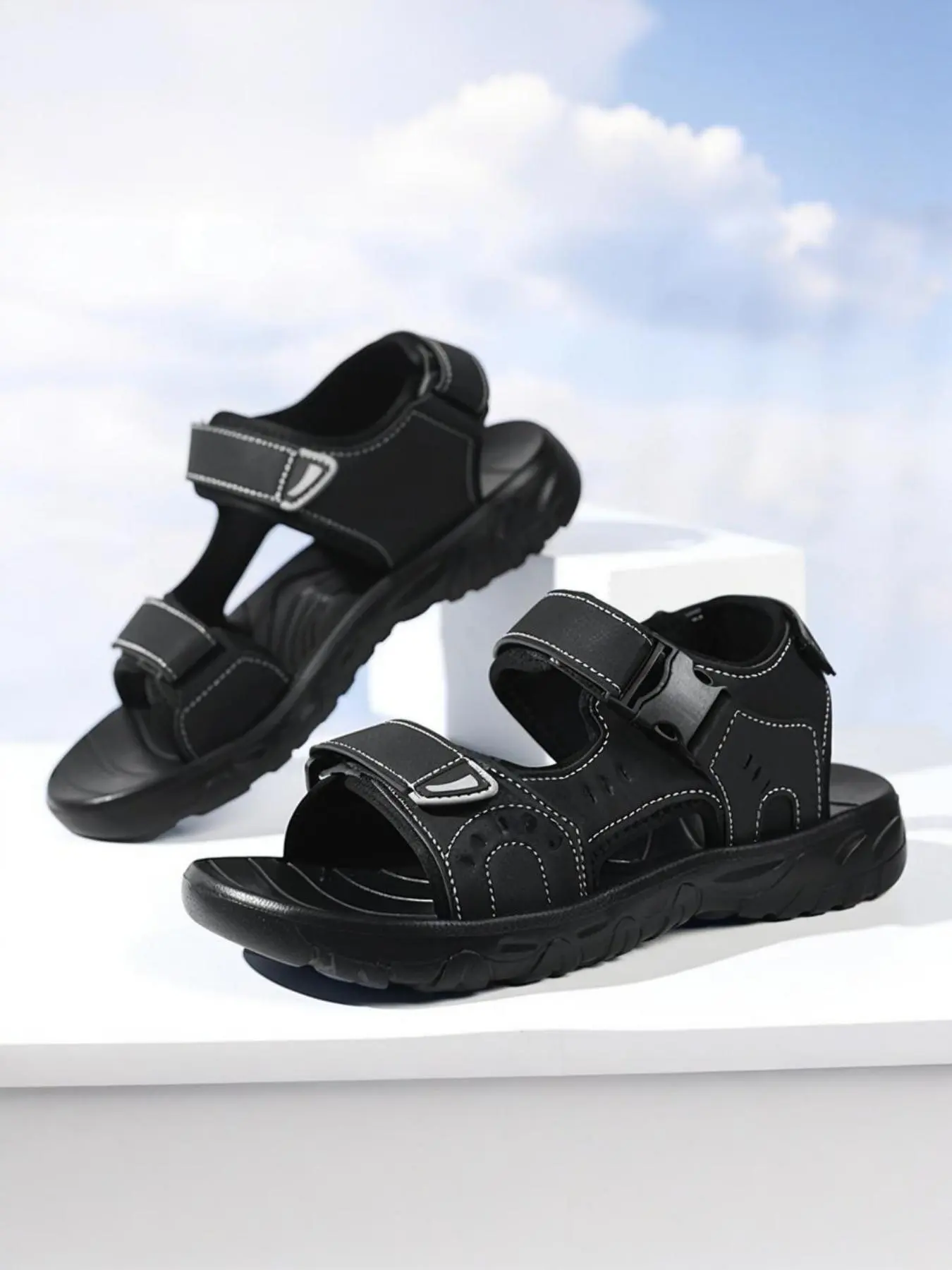 Men's Casual Thick Sole Sandals, Outdoor Sports Recovery Walking Sandals, Comfortable Breathable Clogs for Beach & Fishing, Footwear Sandal