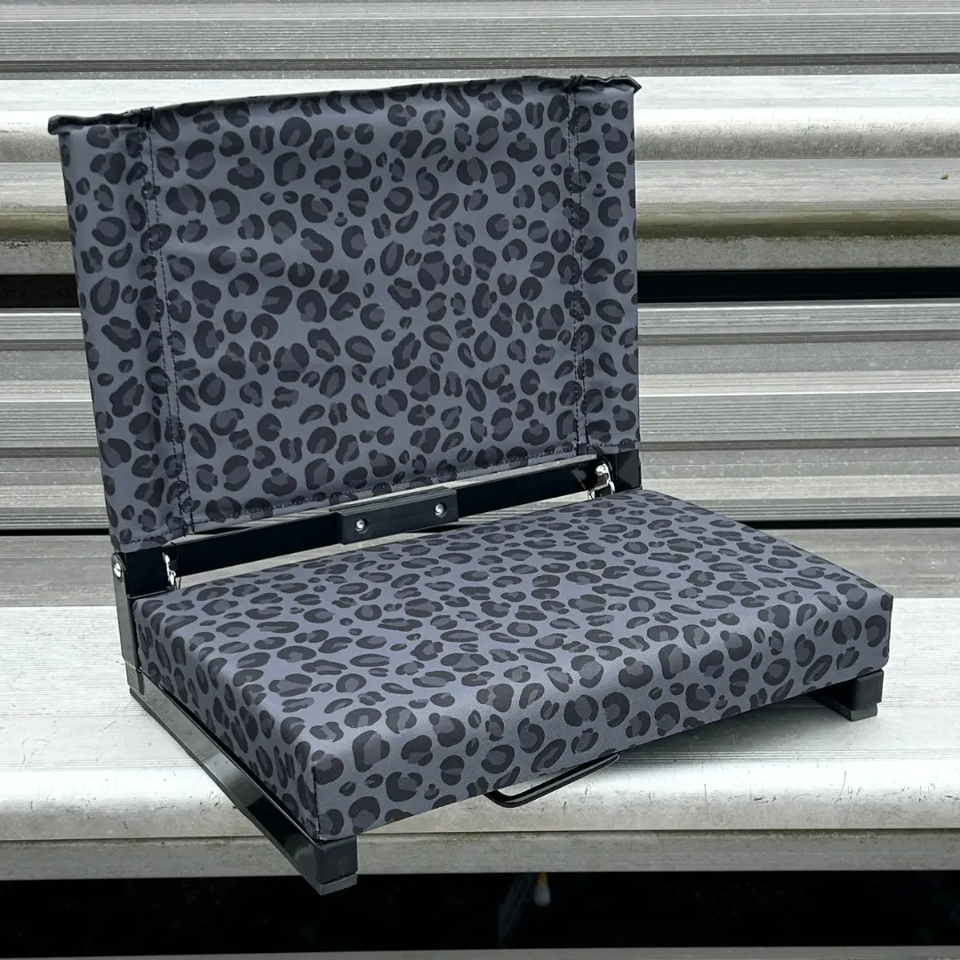 Black Leopard Print Folding Stadium Seat