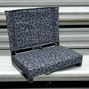 Black Leopard Print Folding Stadium Seat