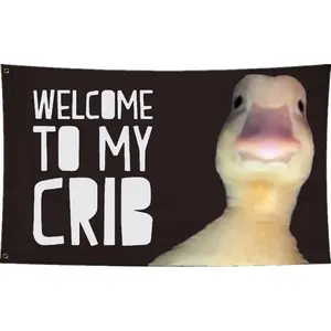 Welcome to My Crib 3x5Ft Flag FunnyBanner Party Supplies Yard SignsTapestry for College Room Man CaveTeen Boys and Girls Wall Hanging Flags