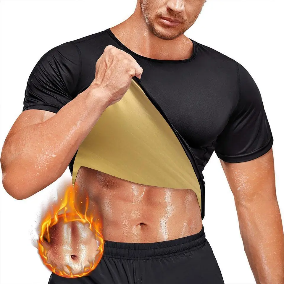 Men's Compression Sauna Shirt Short Sleeve Thermal Shapewear for Fitness & Workout Max Sweat Body Shaper Heat Trapping Fabric Lightweight summerwins