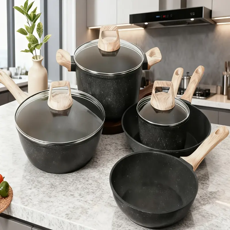 Non-stick Cookware, Non-stick Electric Stove Cookware, Granite Cooking Tools, IncludingFrying Pans, Pans, Pot Pads, Essential Kitchen Cookware, Gifts for Family And Friends, Christmas Gifts
