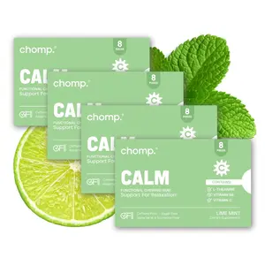 Calm Gum 4 Pack | L-Theanine & Vitamin B6 for Stress Relief & Relaxation | Natural Lime Mint Flavor | Gluten-Free  | Sugar-Free | Chomp Gums