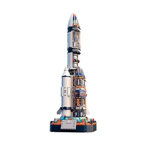 Rocket Building Blocks Toy, 1 Set Space Rocket Blocks Toy with Launch Base, Model Building Kit for Home Decoration, Birthday Gift