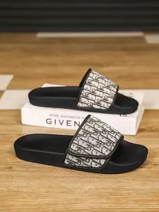 Men's Extra Large Size 47 Slide Sandals, Adjustable Strap, Non-Slip Thick Sole, Breathable Open-Toe Slippers for Indoor, Outdoor, Beach & Shower