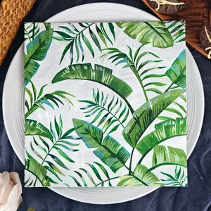 20/50pcs 2ply 33x33cm  Banana Leaf,Palm Leaf Pattern Party Napkins, Disposable Paper Towels Ideal for Theme Parties, Company Team Building, Friend Gatherings