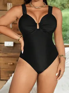 Plus Size One-Piece Swimsuit | High Slit Sexy for Beach Vacation