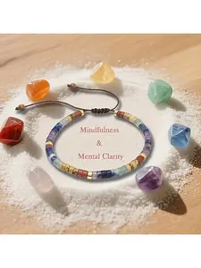Handcrafted Multicolor Crystal Bead Bracelet  Infused with Mindfulness Energy for Enhanced Mental Clarity and Inner Peace