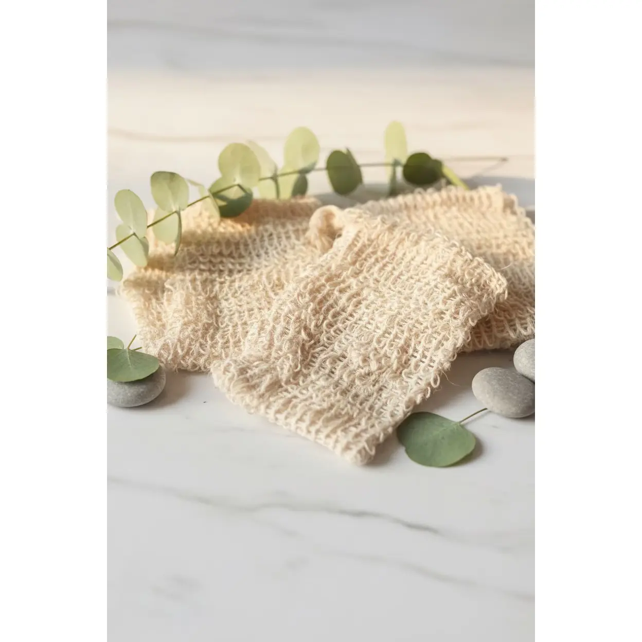 Handmade Beige Sisal Soap Bag with Drawstring - Plant-Based Bath & Shower Accessory for Adults, Gentle Exfoliating Pouch, Natural Cleansing, Gentle Lather, Extends Soap Life, Normal Skin Friendly, Single Item