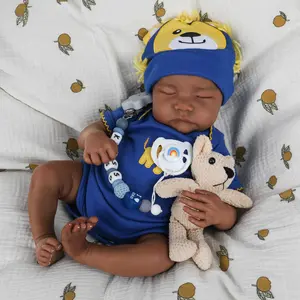 [WOOROY] Realistic Reborn Baby Doll 18 inch Newborn Baby African American Skin Soft Cloth Body Real Life Sleeping Baby Doll Birthday & Christmas Gift for Age 3+