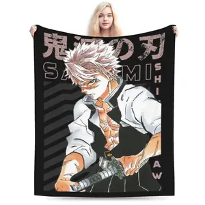 Sanemi Shinazugawa Demoned Slayered Blanket Velvet  Winter  Breathable Lightweight Throw Blanket for Sofa Office Rug Piece
