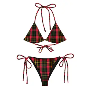 Black Gingham Bikini Plaid Bikini  Tartan Pattern  Checkered Bikini