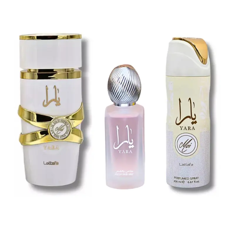 Lattafa Yara 3-Piece Gift Set - Yara Moi 100ml Eau de Parfum, Yara Moi200ml Deodorant, Yara 50ml Hair Mist - Floral Oriental Fragrance, Long Lasting, Sweet & Sophisticated Aromas, Long Lasting Fragrance, Elegant Perfume Mist