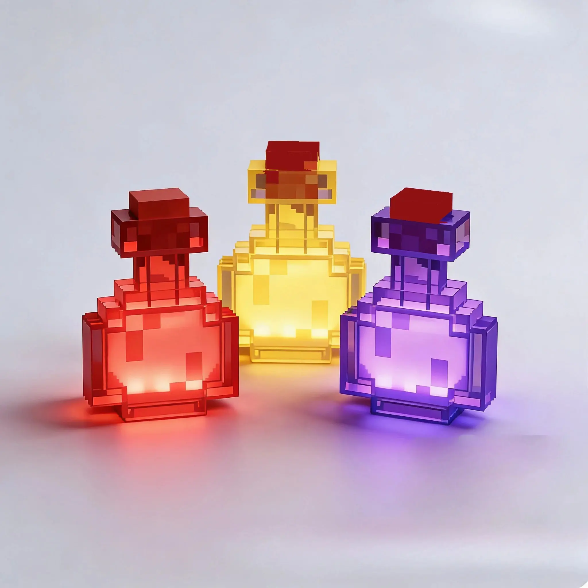 Mini Minecraft Night Light, Color-Changing Liquid Medicine Bottle, C-Shaped Rechargeable Playroom Atmosphere Decoration, Stress Relief Toy