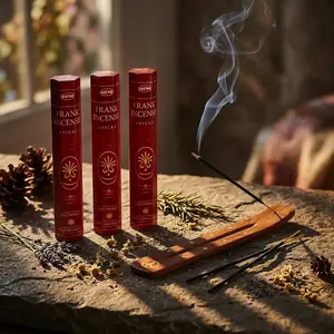 Hem Frankincense Incense Gift Set – 60 Sticks & Wooden Holder
