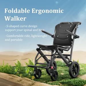 Rollator Walker for Seniors, No Installation Design, Comfort Handles Upright Walker with Seat and Armrests, Folding Lightweight Walker Rollator with Durable Aluminum for Adult
