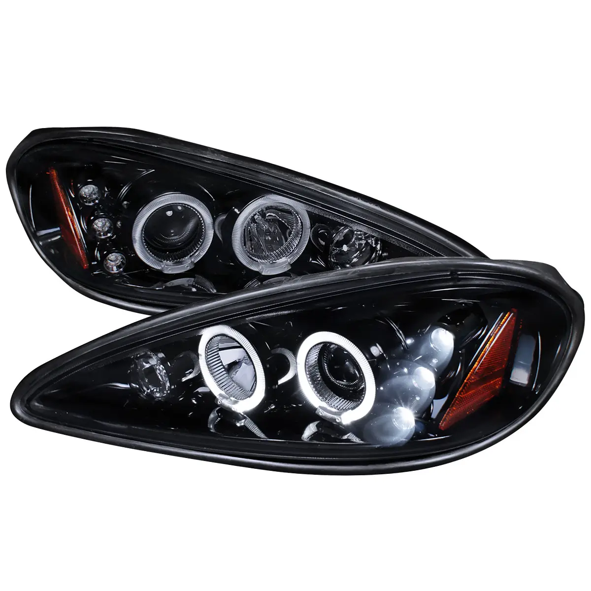 1999-2005 Pontiac Grand AM Dual Halo Projector Headlights (Glossy Black Housing/Smoked Lens) 1999-2005 Pontiac Grand AM Dual Halo Projector Headlights (Glossy Black Housing/Smoked Lens)