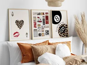 Vintage Print Trendy How Lucky Are We Print Leopard Cheetah Print Lucky You 8 Pool Ball Wall Art Set Of 3 Chic Luxury Home Decor