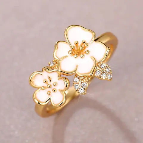 Flower Design Rhinestone Decorated Ring, Metal Rings, Copper Statement Ring, Exquisite Fashion Copper Rings Jewelry, Casual All-match Accessories for Party, Daily Clothing Decoration, Holiday Gifts, Beautiful Rings