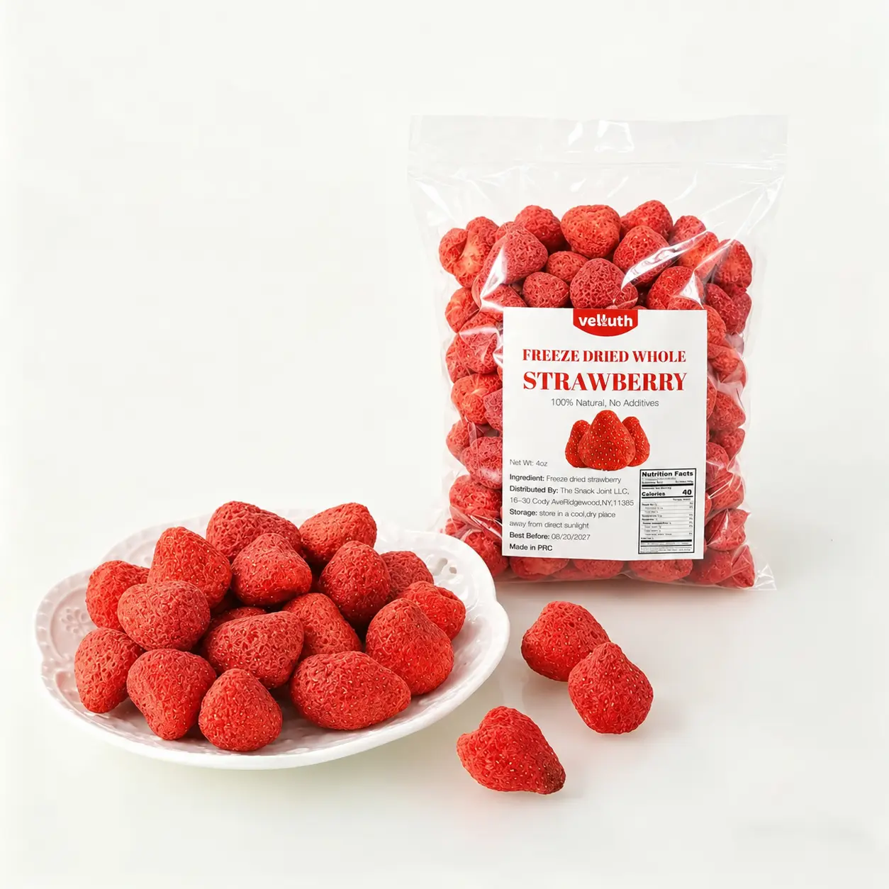 4oz Freeze Dried Strawberries, Whole Big Dried Strawberry Snack, Natural Fruit Snack for Kids and Adults, Great for Baking, Smoothies, Cereal, Yogurt and On-The-Go Snacking