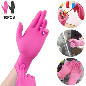 WCOLUE 10/20pcs Black PVC Disposable Gloves, Disposable for Home Cleaning, Dishwashing, Beauty, Sofa, Tattoo, Kitchen Clean, Powder-Free, Latex-Free, Household Kitchen Gloves, Disposable Thickened Gloves for Indoor and Outdoor Use