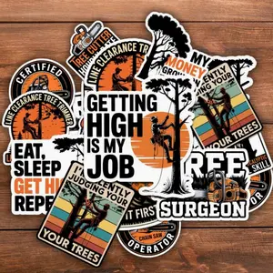 Arborist Hard Hat Stickers: Funny Adult Joke, Waterproof Vinyl Decals - 10PCS