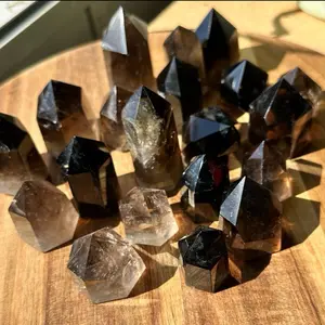 Smoky Quartz Natural Polished Obelisk Dark Crystal Mineral Point for Healing and Decor